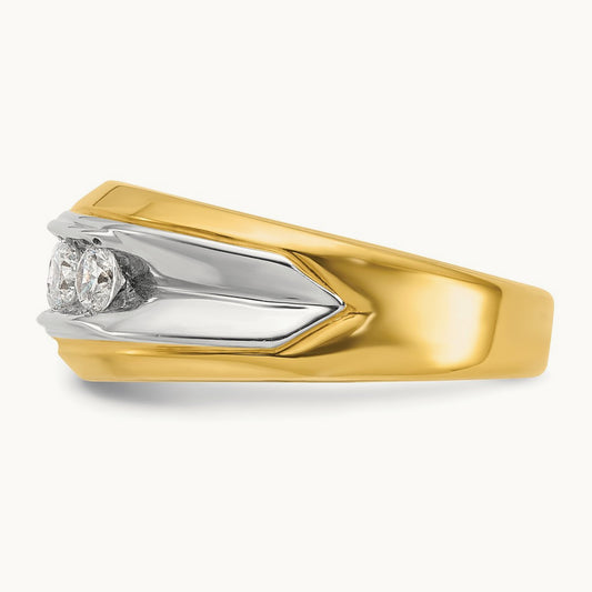 14ktt IBGoodman Men's Polished & Grooved 5-Stone Diamond Ring
