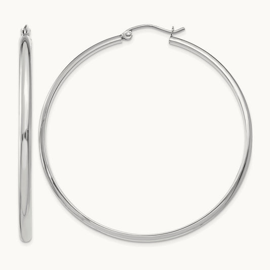 Polished Hoop Earring, 14K White Gold