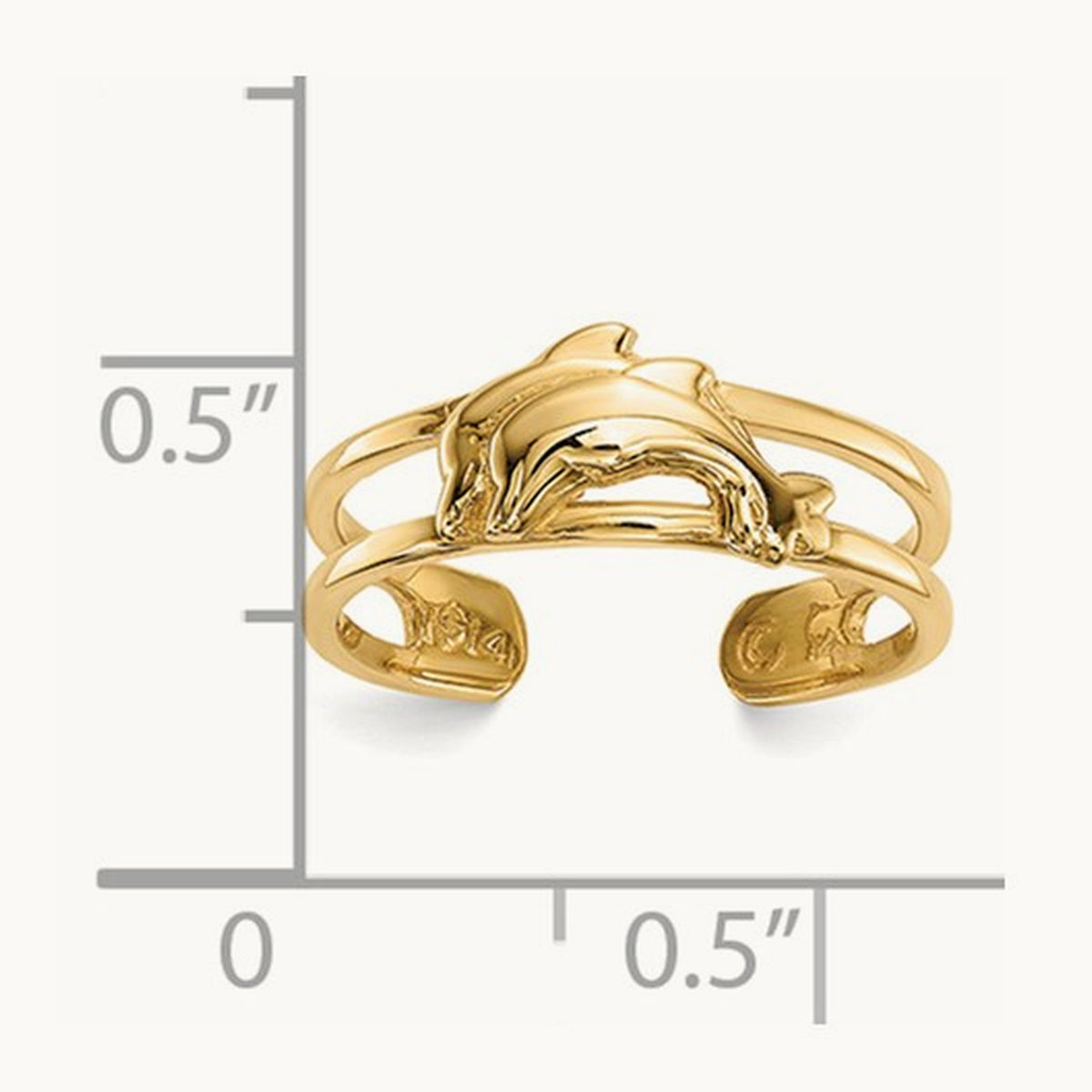 Dolphins Toe Ring, 14K