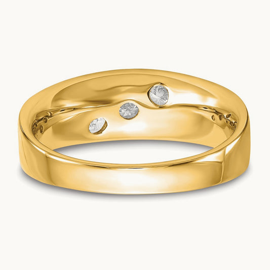 White Gold 3 Stone Men's Ring, 0.50 ct tw Lab-Grown Diamond — 14K Yellow Gold