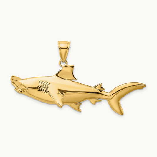 3-D Hammerhead Shark Charm, 14K