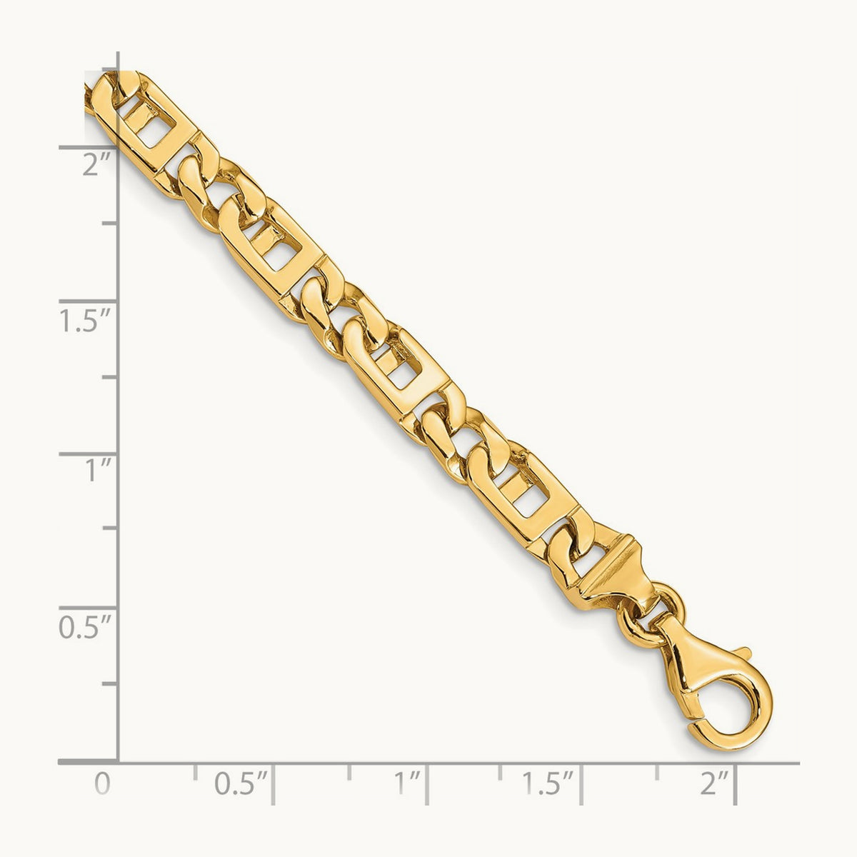 Hand-Polished Fancy Link Bracelet, 5.9mm, 14K