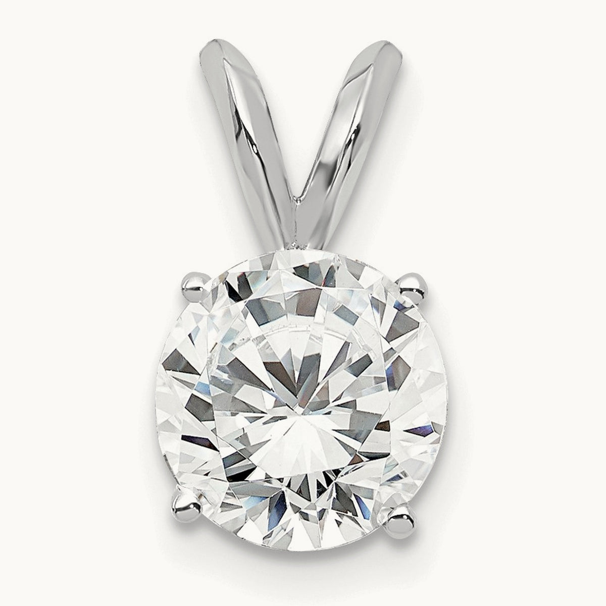 Four-Prong Solitaire Pendant, 0.25-1.00 ct Lab-Grown Diamond — 14K White Gold