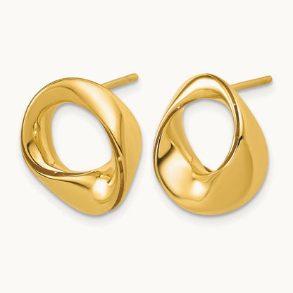 Polished Fancy Circle Post Earrings, 14K — Leslie's