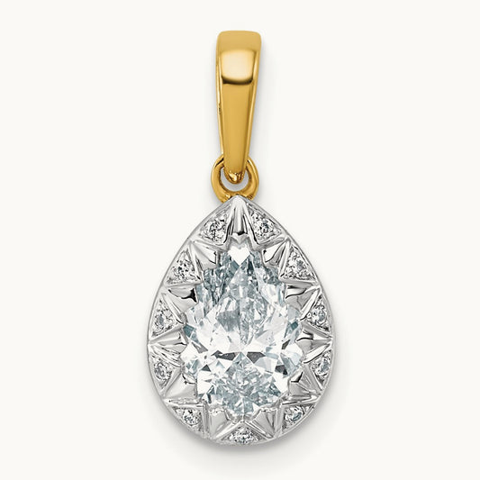 With Rhodium Pear Center Pendant, 1.00 ct tw Lab-Grown Diamond