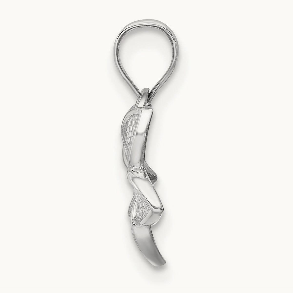 Polished Mini Plumeria Pendant — 14K White Gold