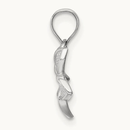 Polished Mini Plumeria Pendant — 14K White Gold