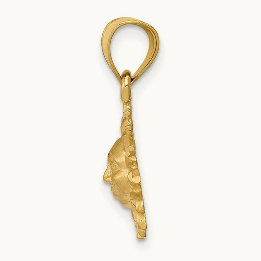 Satin Diamond-cut Sun Pendant, 14K