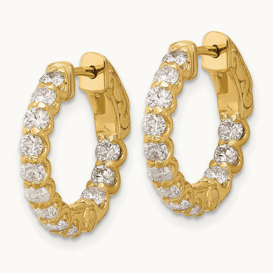 1.41ct. 24- In/Out Hoop w/ Safety Clasp Diamond Earrings, 2.5mm, 14K