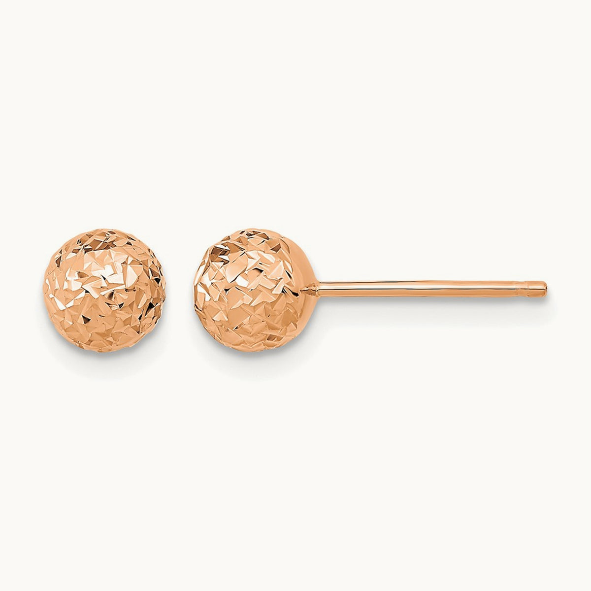 Diamond-Cut Ball Post Earrings — 14K Rose Gold