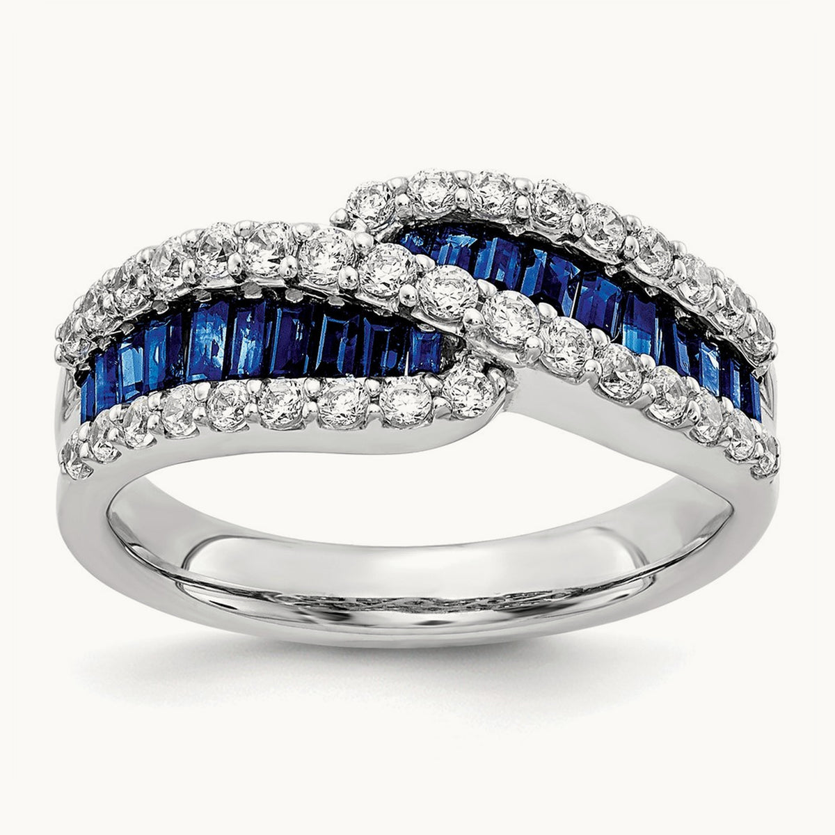 Sapphire Diamond Ring, 14K White Gold