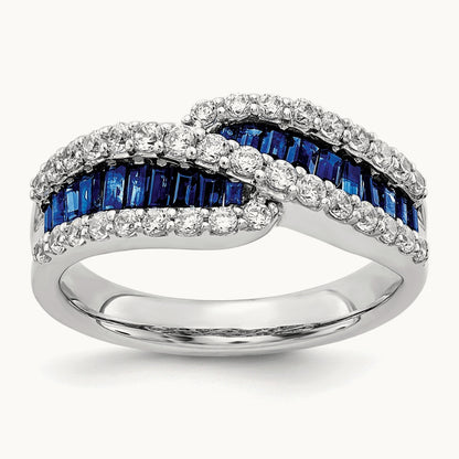 Sapphire Diamond Ring, 14K White Gold