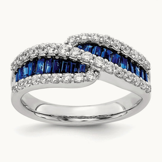 Sapphire Diamond Ring, 14K White Gold
