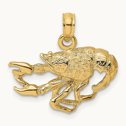 Textured Crawfish Charm, 14K