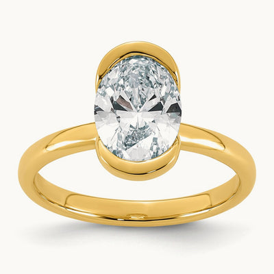 Oval Half Bezel Engagement Ring, 2-4 ct Lab-Grown Diamond