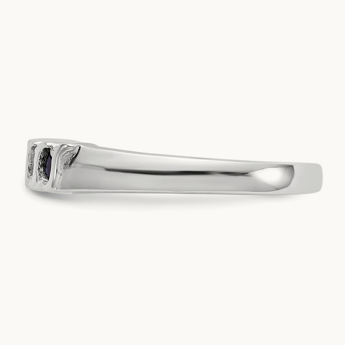 Diamond with Sapphire Band — 14K White Gold, 0.09 ct, 7