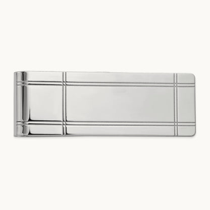 Men's Grooved Polished Money Clip — 14K White Gold
