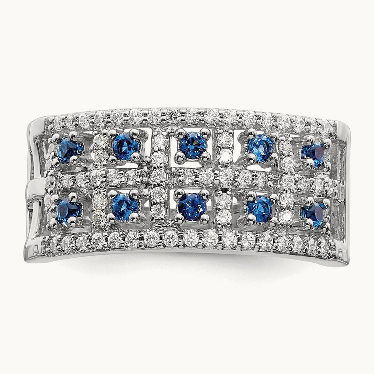 Diamond and Sapphire Fancy Ring, 14K White Gold