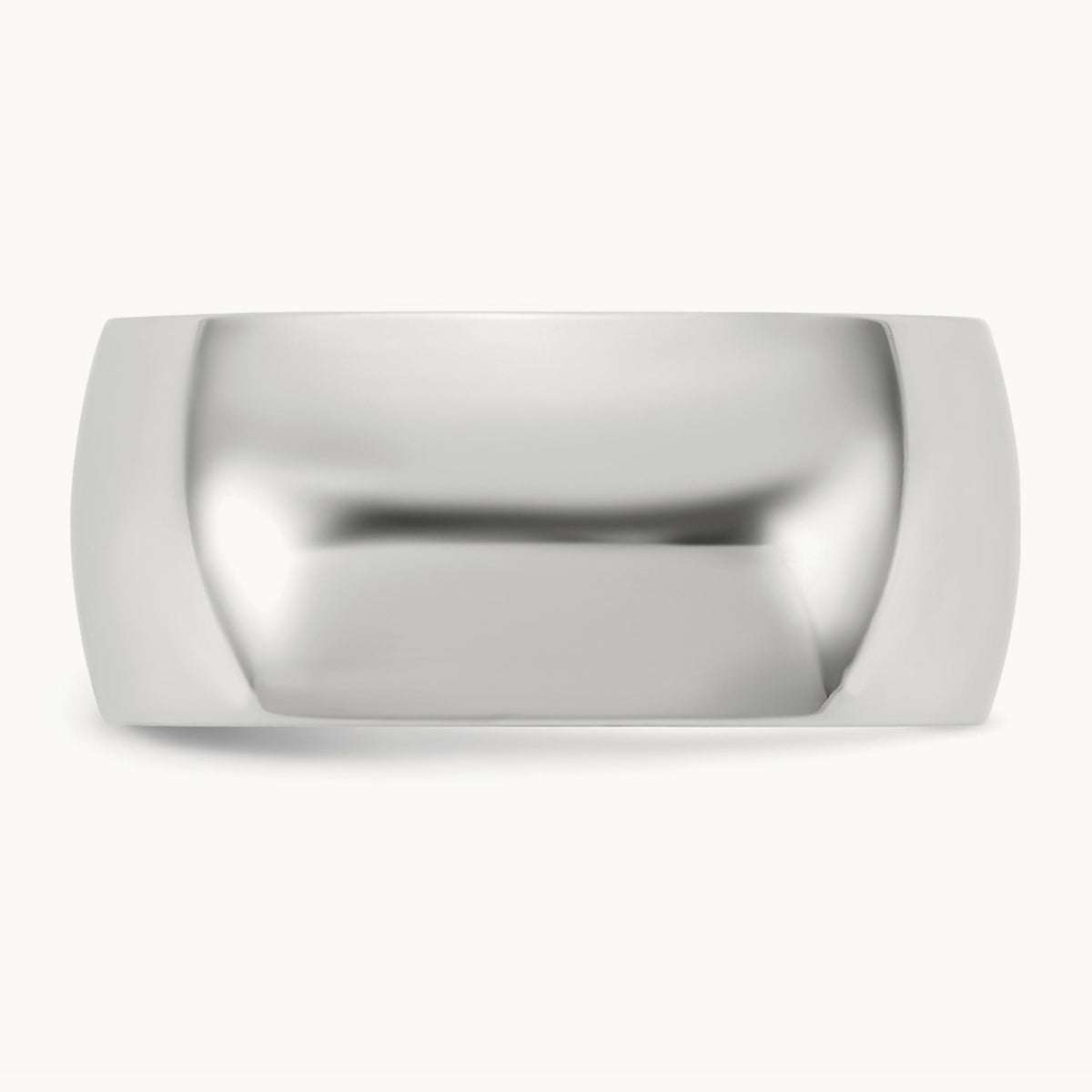 Lightweight Half Round Band, 8.5mm, 10K White Gold