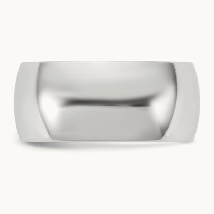 Lightweight Half Round Band, 8.5mm, 10K White Gold