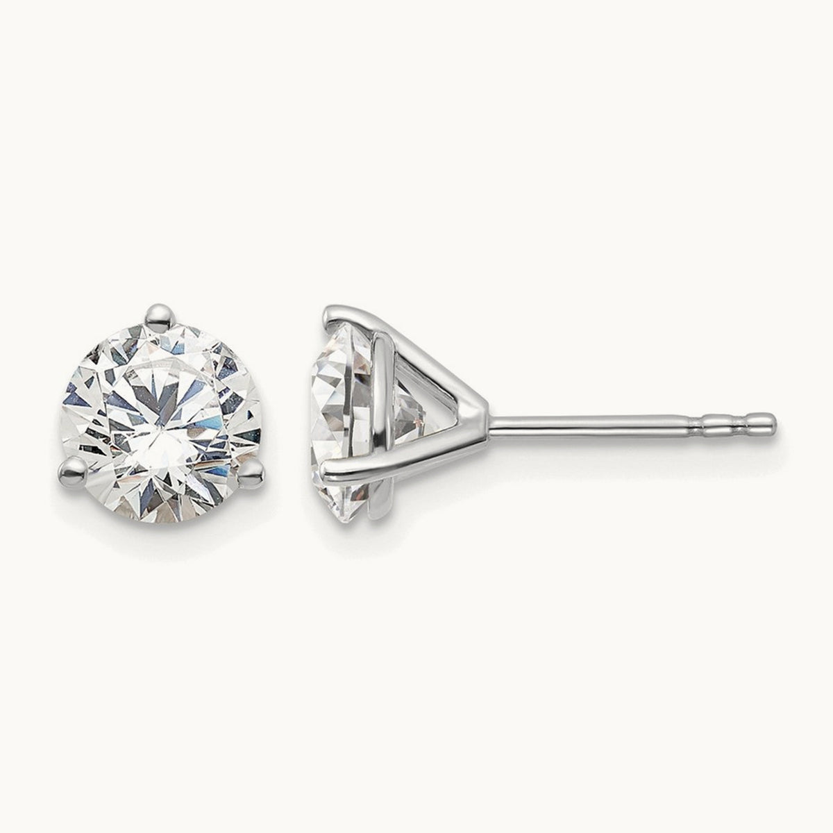 Round Stud Earrings, 0.10-6.00 ct tw Lab-Grown Diamond — 14K White Gold