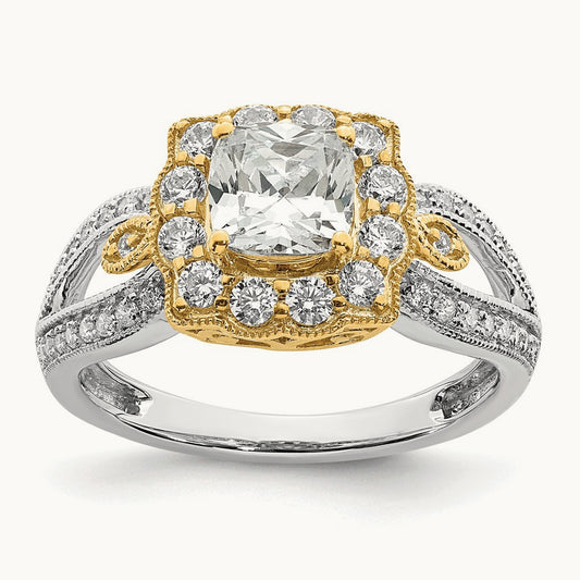 Polish Cushion Halo Semi-Mount Ring, 1.00 ct tw
