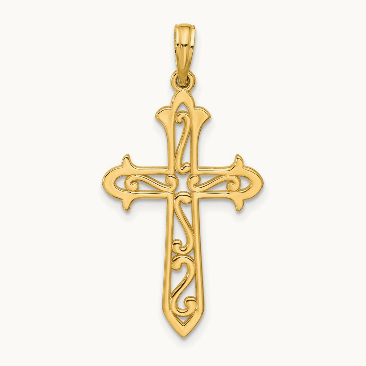 Polished Cross Pendant, 14K