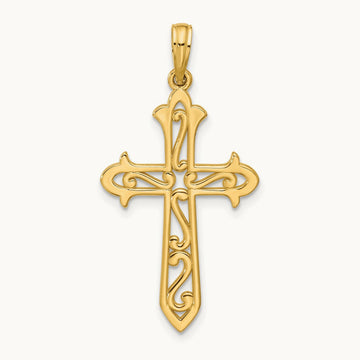 Polished Cross Pendant, 14K