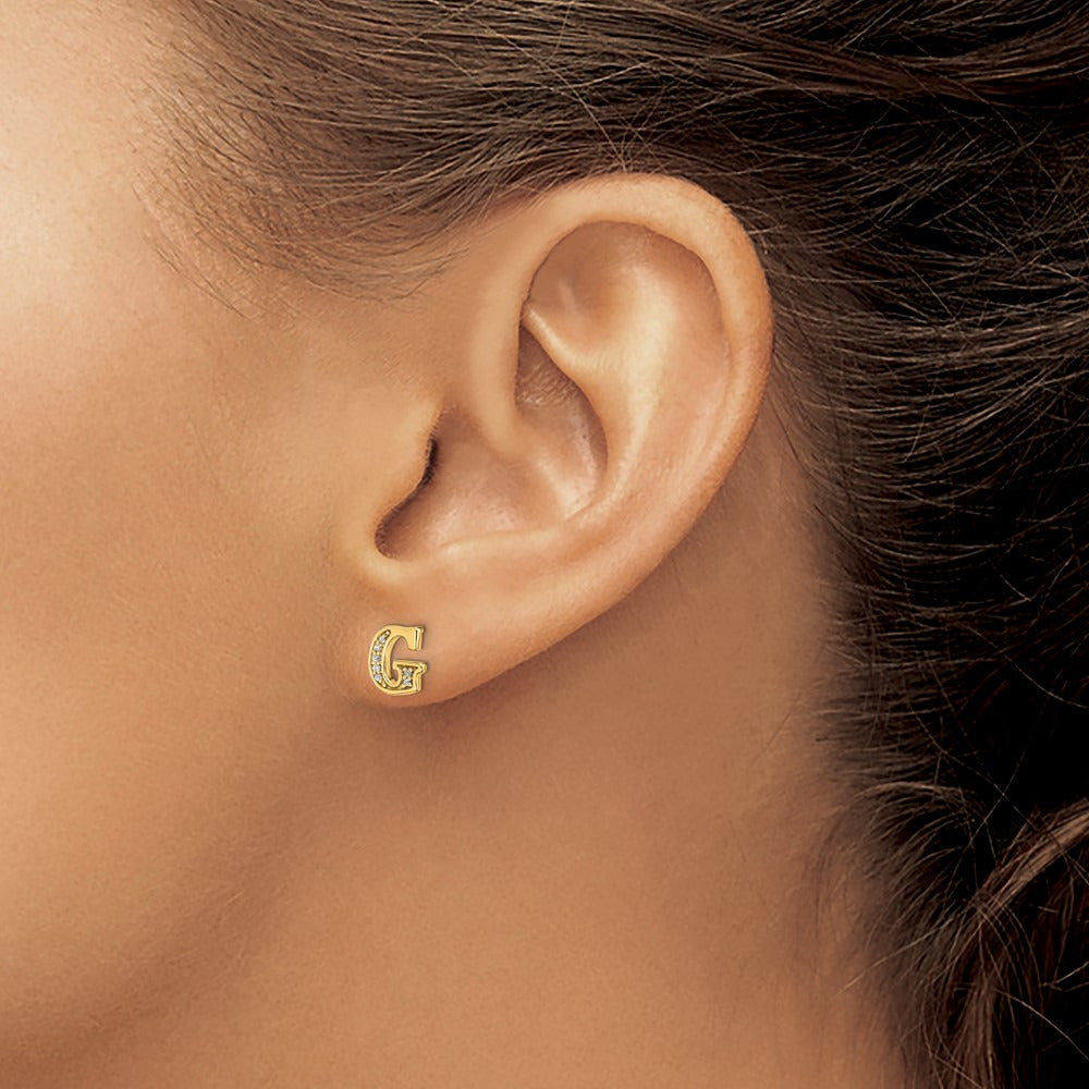 Diamond Earrings — 14K Yellow Gold, 8mm, G