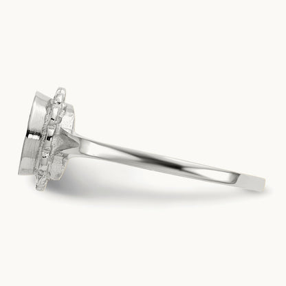 6.5x7. Open Back Signet Ring, 0mm, 14K White Gold