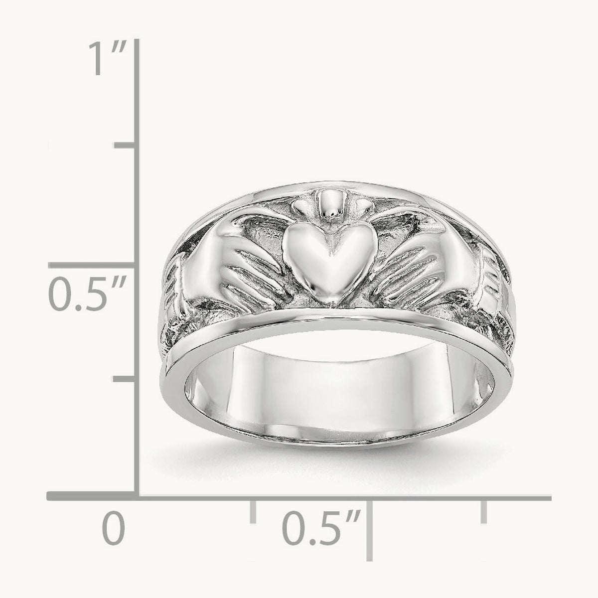 Claddagh Band, 14K White Gold