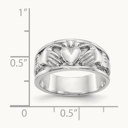 Claddagh Band, 14K White Gold