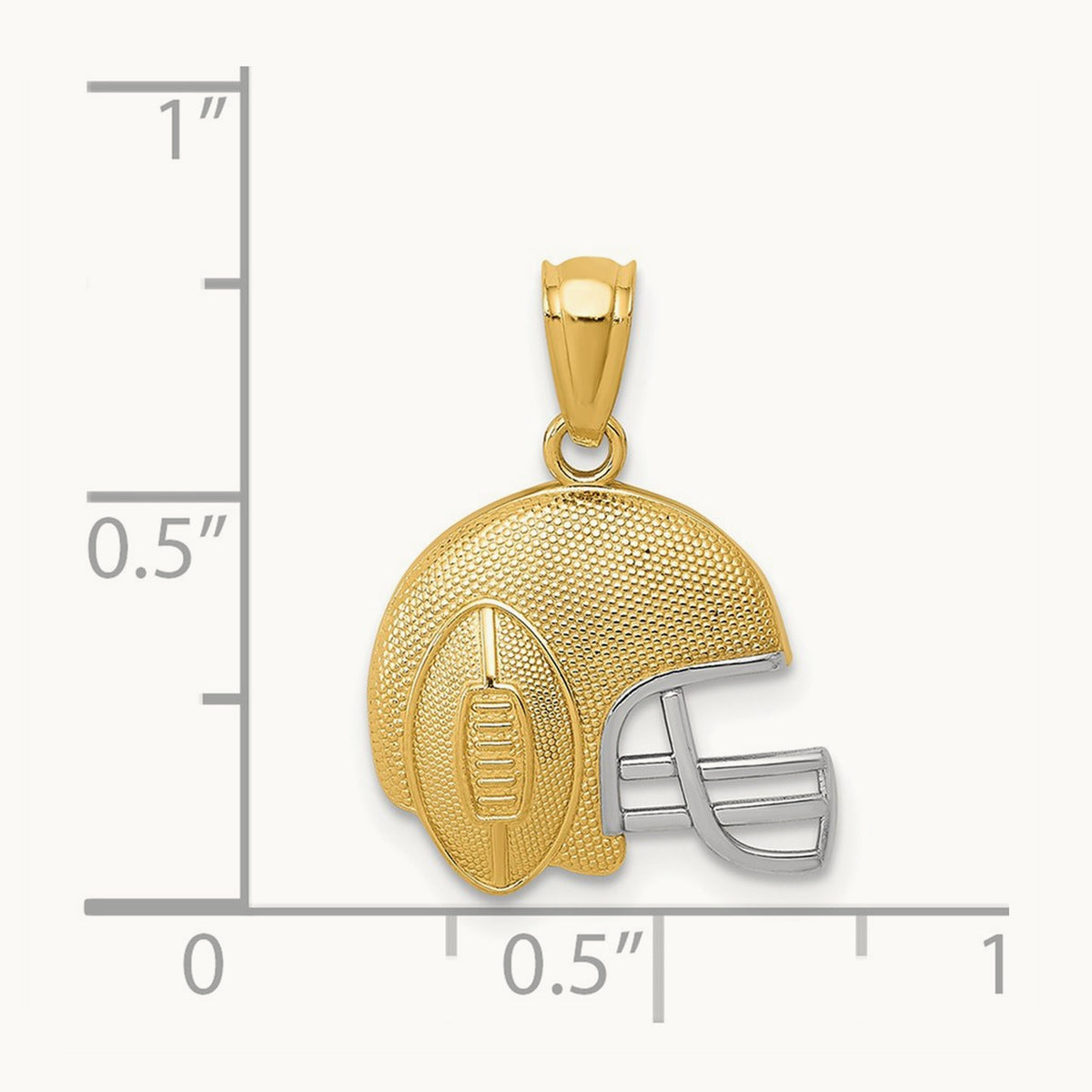 w/Rhodium Satin/Polished Football Helmet Pendant, 14K
