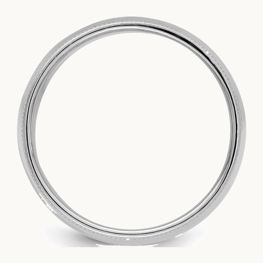 Sterling Silver Rhodium-plated 9mm Half Round Milgrain Band