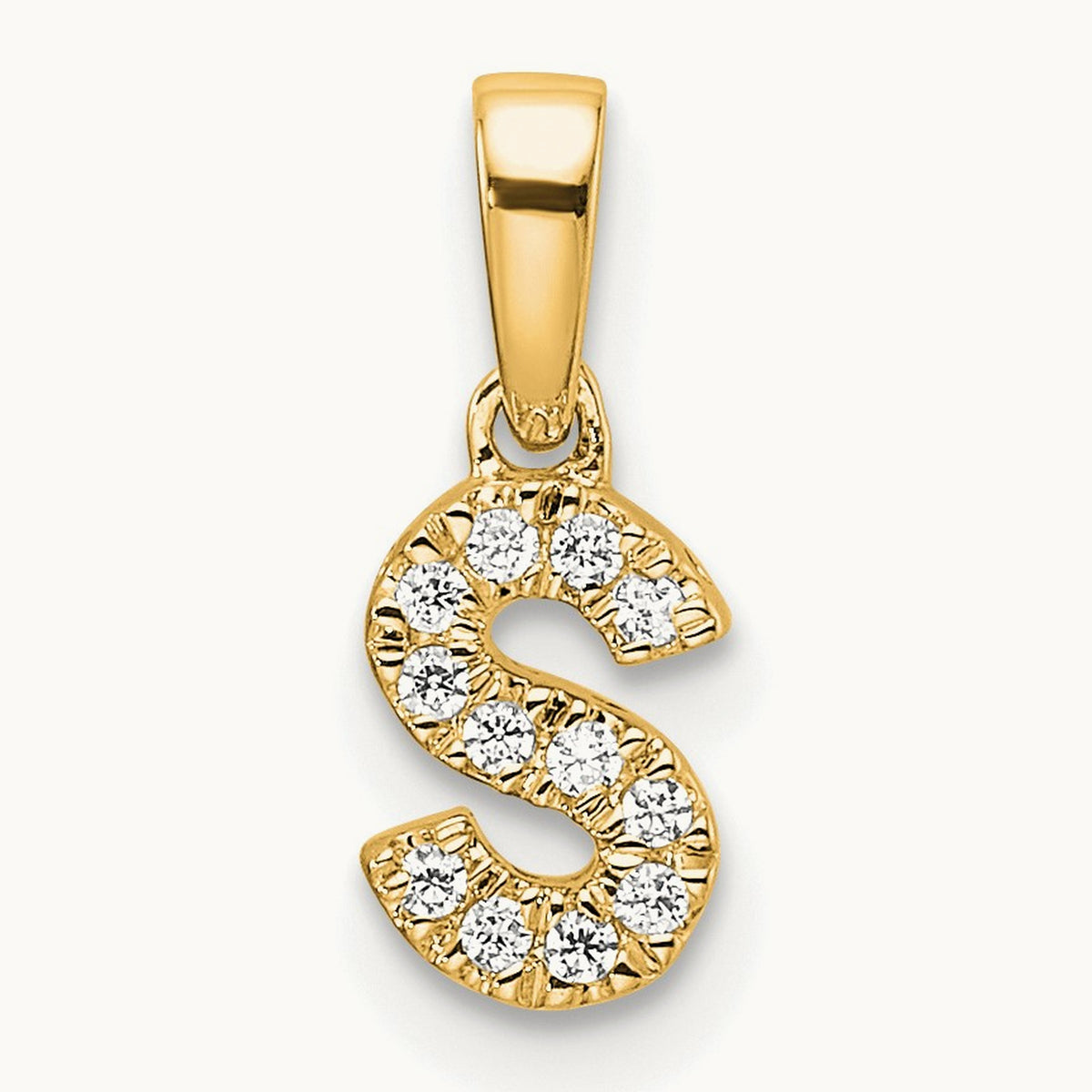 Diamond Initial with Bail Pendant — 14K Yellow Gold, S