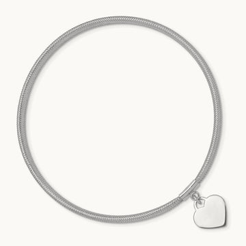 Plating Heart Stretch Mesh Bracelet, 14K with White Rhodium