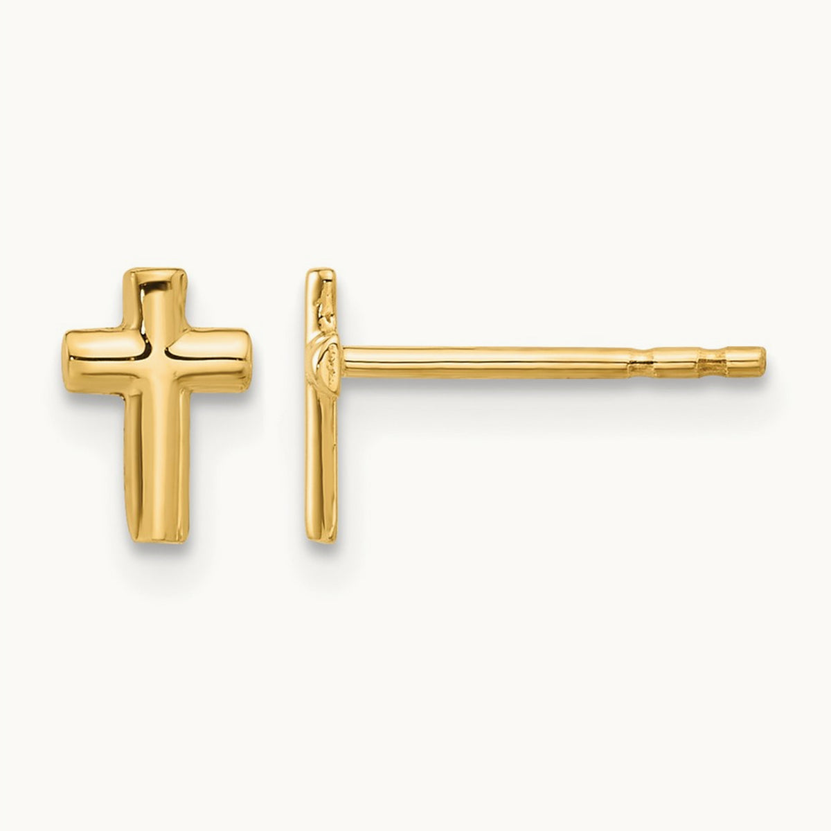 Polished Cross Post Earrings — 14K Yellow Gold
