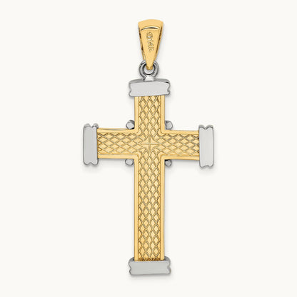 Polished Cross Charm, 14K Two-tone