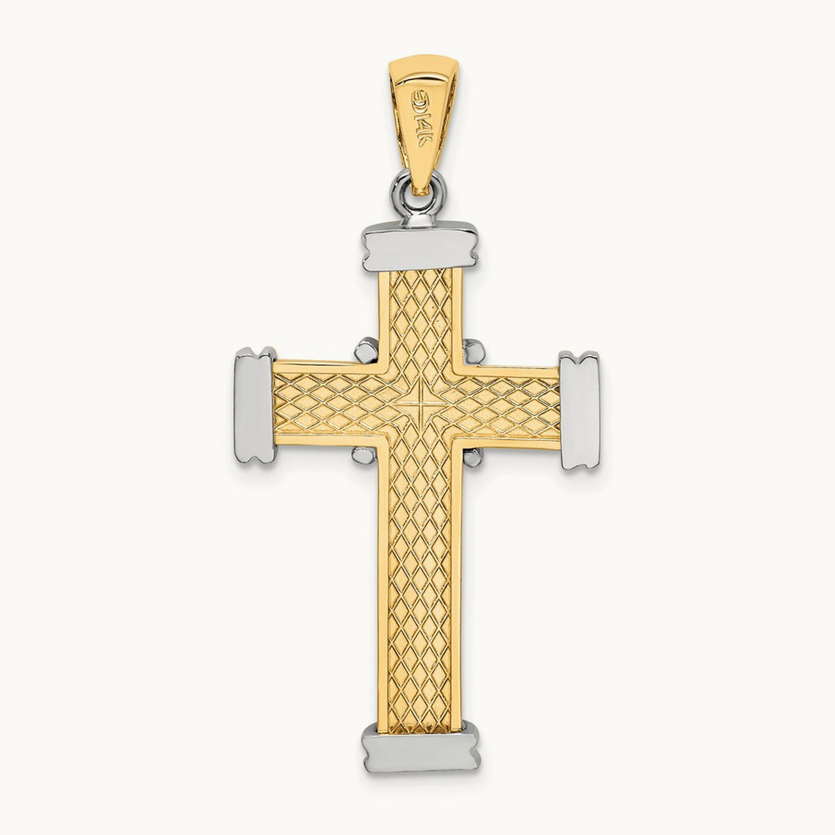 Polished Cross Charm, 14K Two-tone