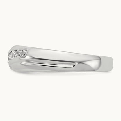 7-stone Diamond Mens Ring, 14K White Gold
