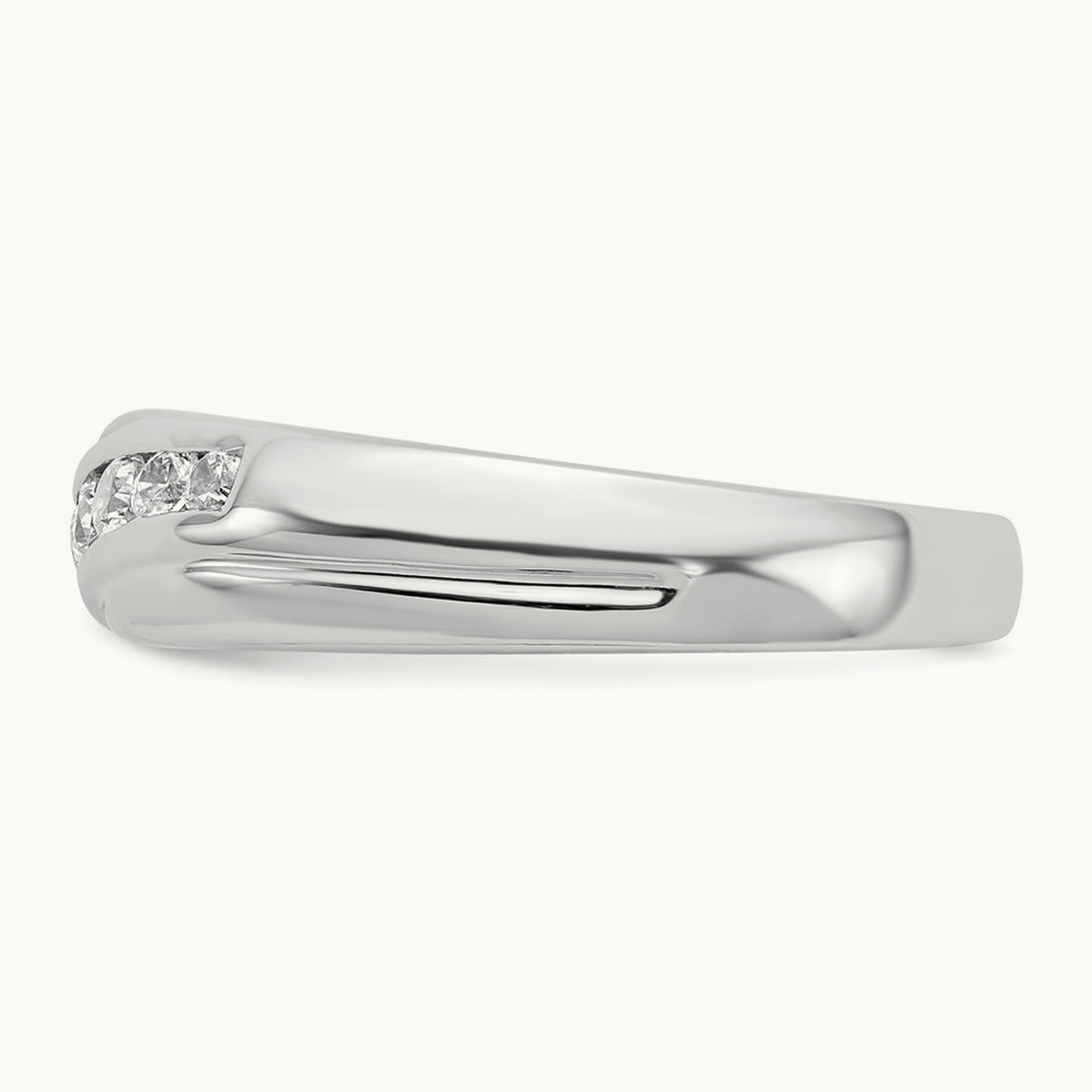 7-stone Diamond Mens Ring, 14K White Gold