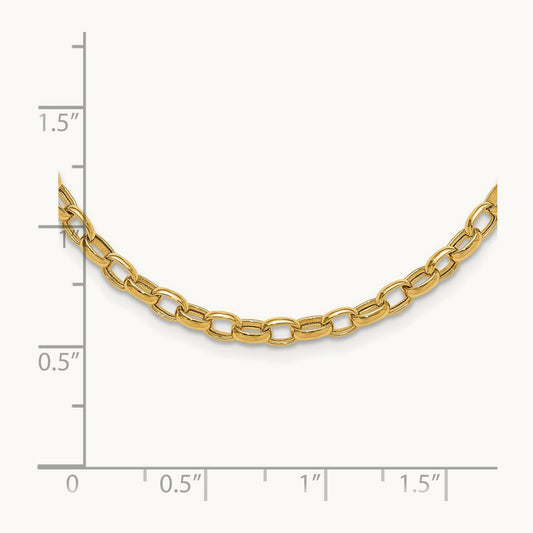 18in Polished Fancy Link Necklace, 4.5mm, 14K