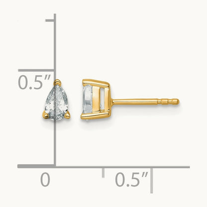 Pear 3 Prong Stud Earrings, 0.50-6.00 ct tw Lab-Grown Diamond — 1/2 ct, 14K Yellow Gold