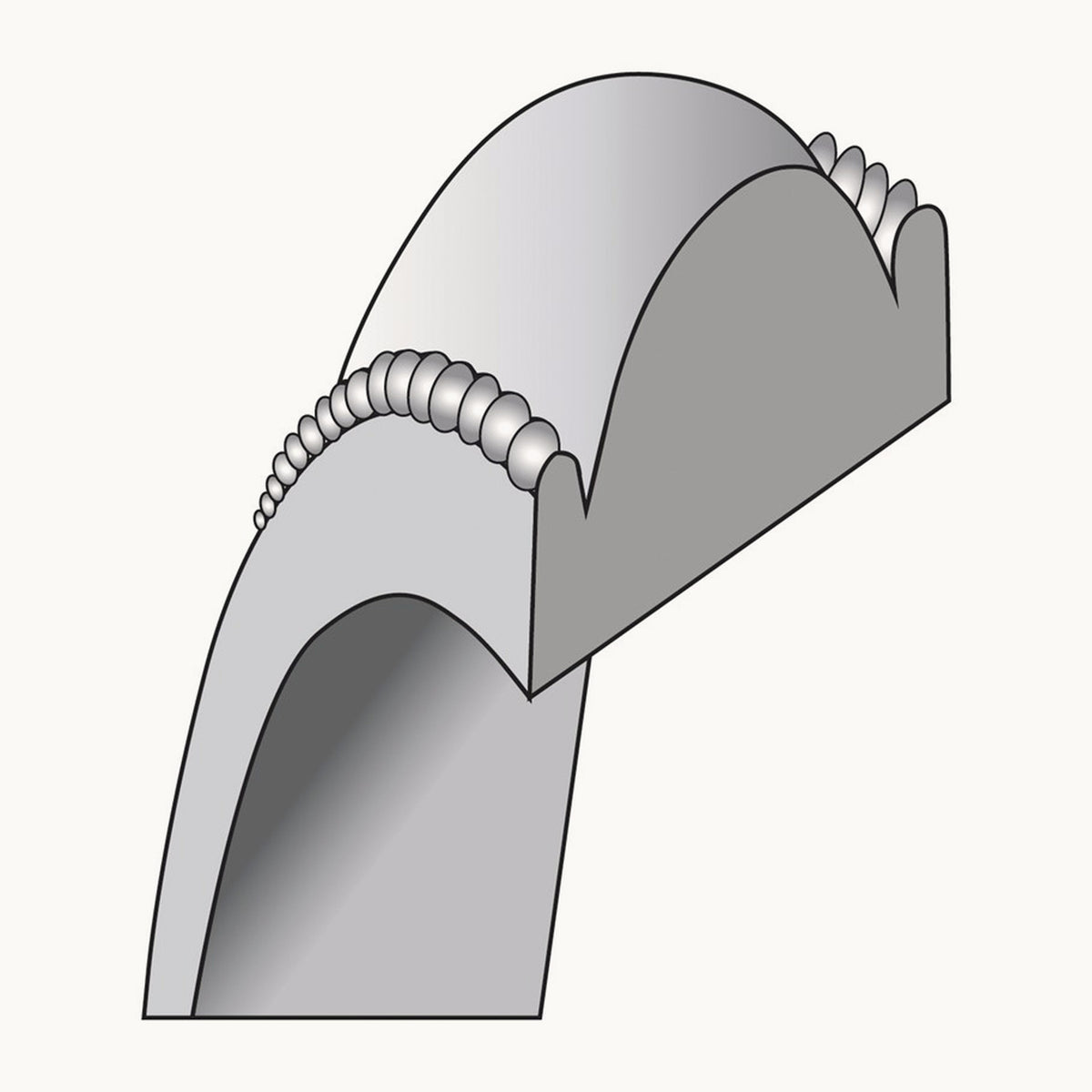 Milgrain Half Round Band, 6.5mm, 10K White Gold