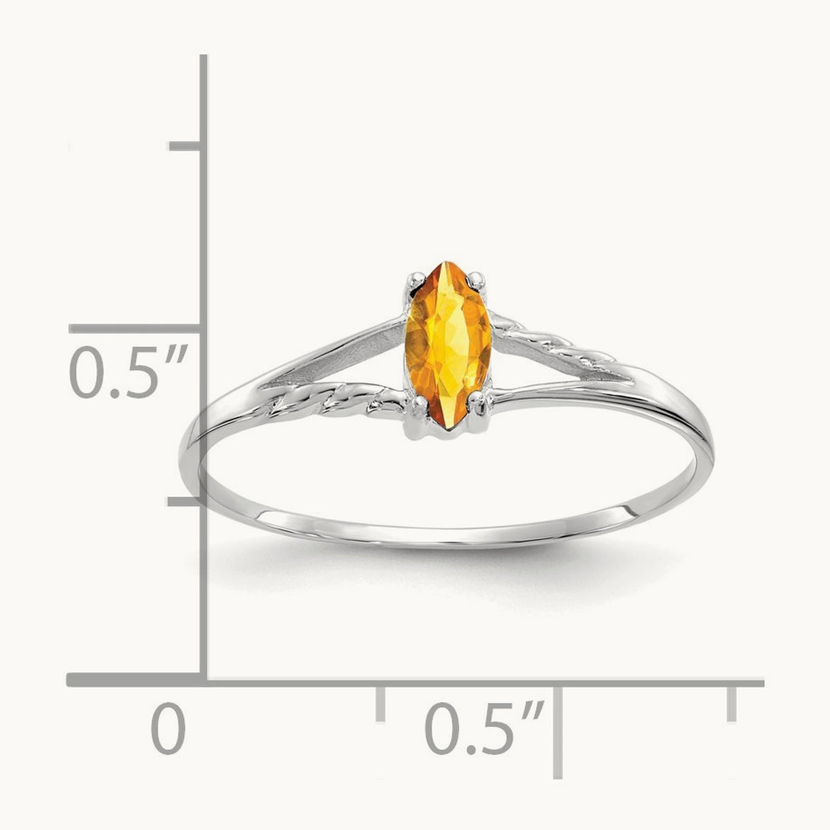 Citrine Birthstone Ring, 14K White Gold