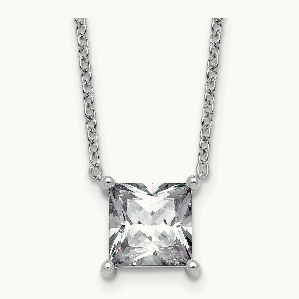Princess Pendant Necklace, 0.25-4.00 ct tw Lab-Grown Diamond — 4 ct, 14K White Gold
