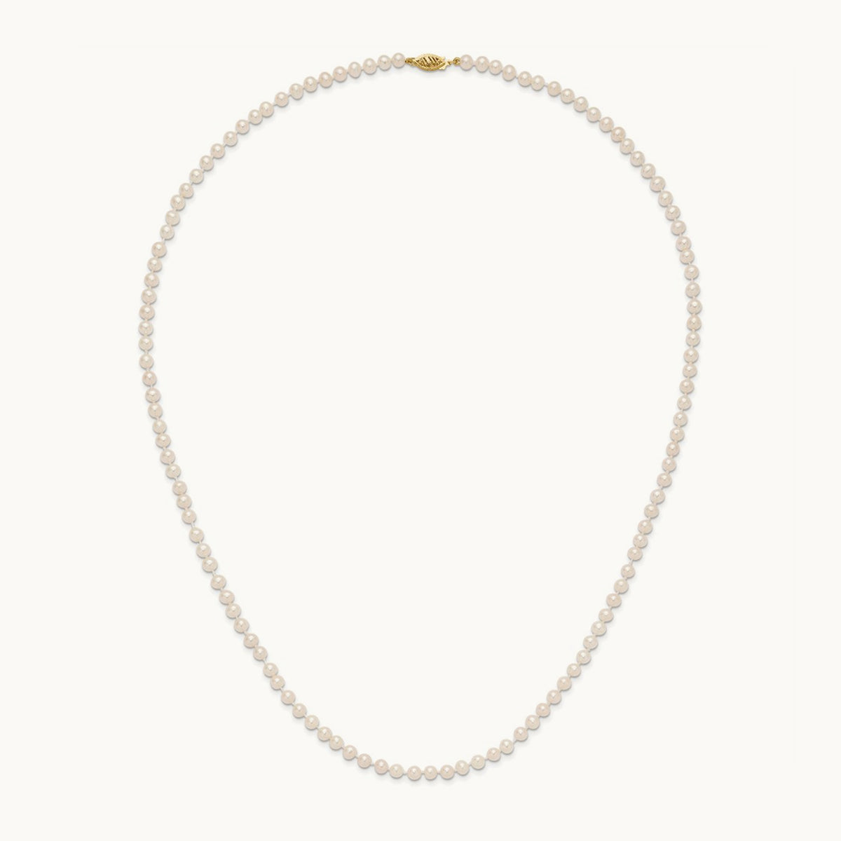 4- White Near Round Freshwater Cultured Pearl Necklace, 14K