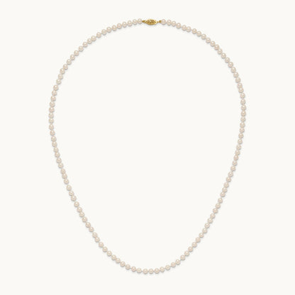 4- White Near Round Freshwater Cultured Pearl Necklace, 14K