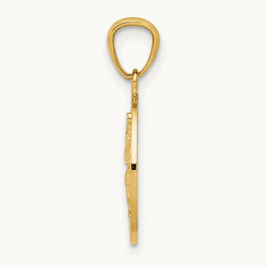 Polished St Christopher Pendant, 14K Gold