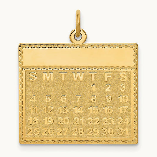 Thursday the First Day Calendar Pendant, 14K
